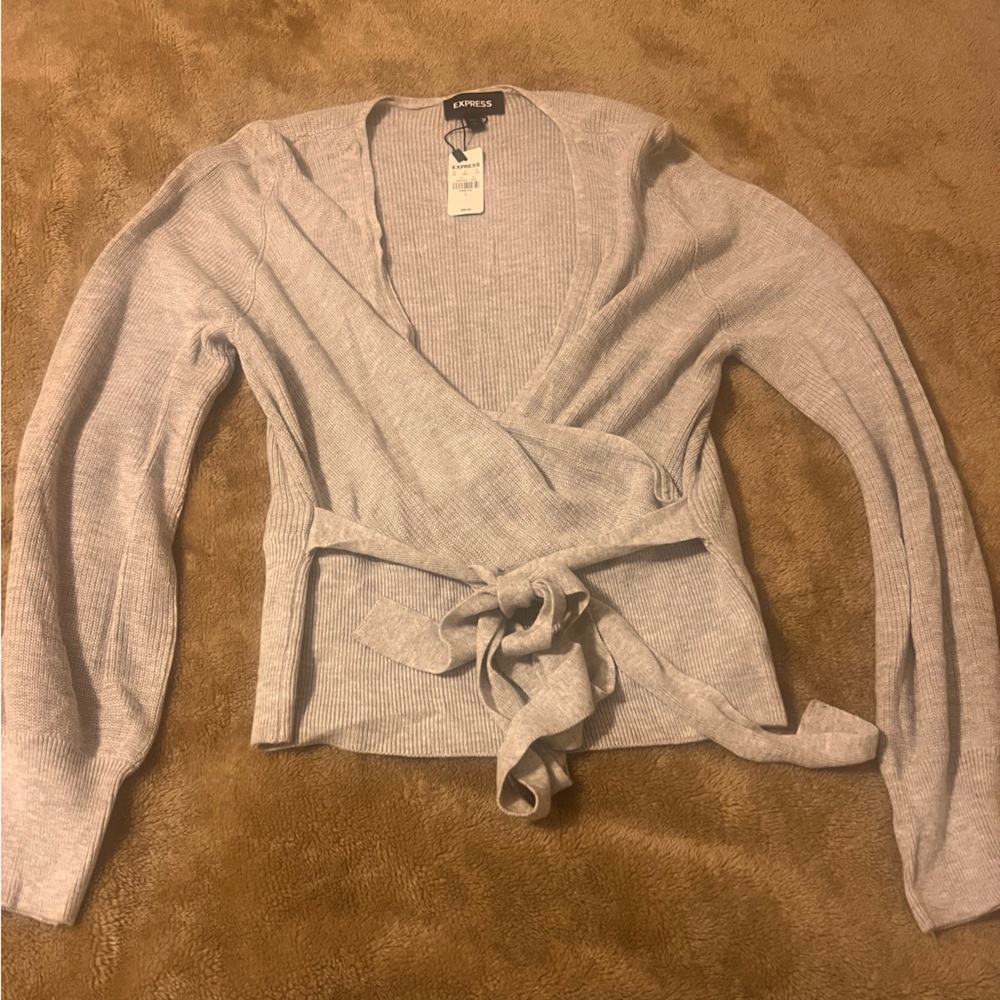Express Wrap Sweater Grey - size large